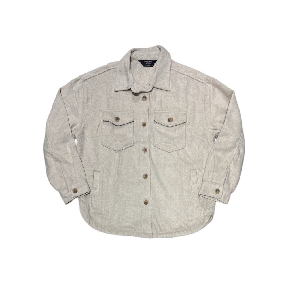 Member's Mark Womens Button Up Collared Warm Cozy Shacket Relaxed Fit Pockets XS